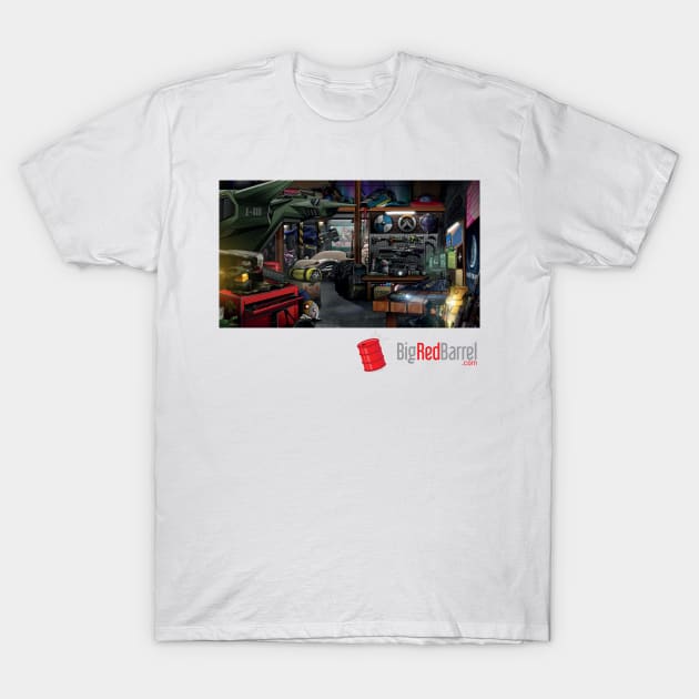 BRB Gamer Garage T-Shirt by Big Red Barrel